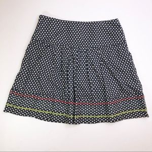 Fossil Boho Retro Pleated Blue Polka Dot A Line Skirt